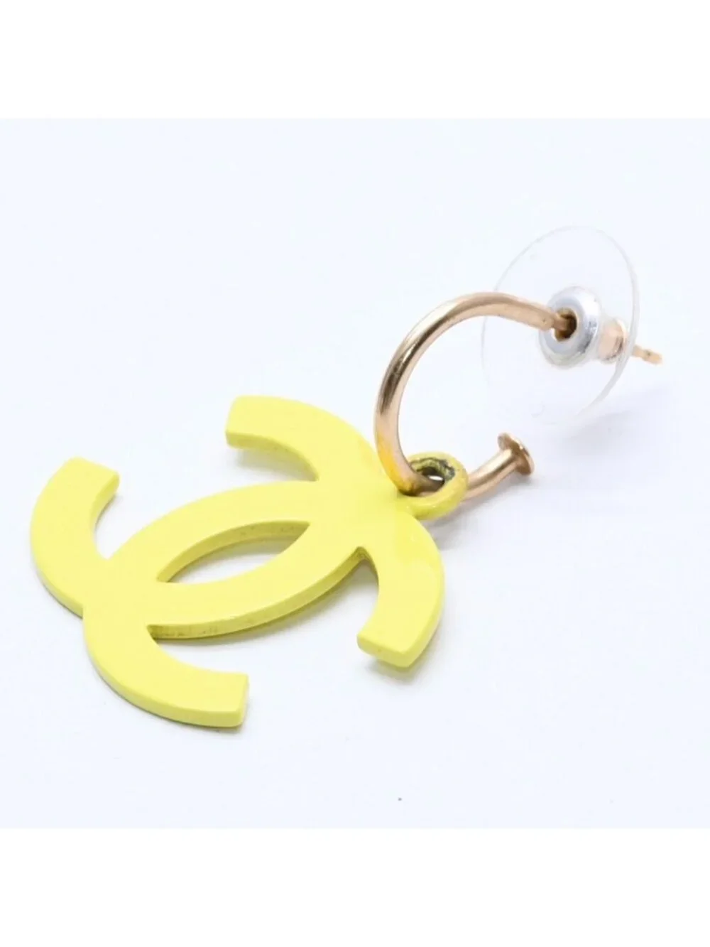 Chanel CC Logo Hoop Earrings 03 Metal Gold Plated Yellow